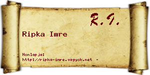Ripka Imre névjegykártya